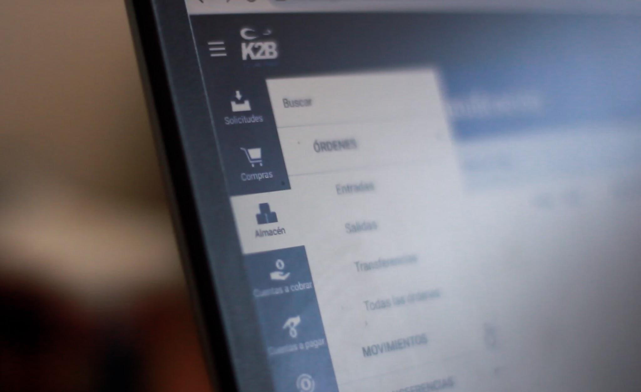 screenshot of K2B ERP